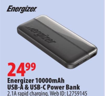 Energizer 10000mAh USB-A & USB-C Power Bank