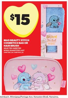 MAD BEAUTY STITCH COSMETICS BAG OR HAIR BRUSH