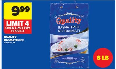 QUALITY BASMATI RICE, 8 LB