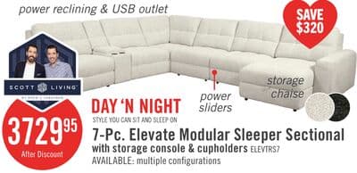 Scott Living Elevate Modular 7-Piece Right-Facing Chenille Fabric Power Reclining and Sliding Sectional - Beige