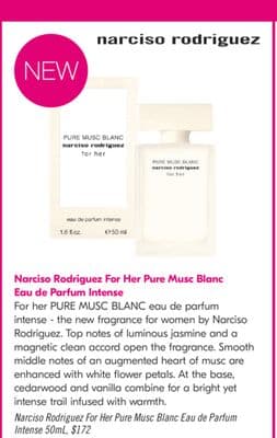 Narciso Rodriguez For Her Pure Musc Blanc Eau de Parfum Intense 50mL,