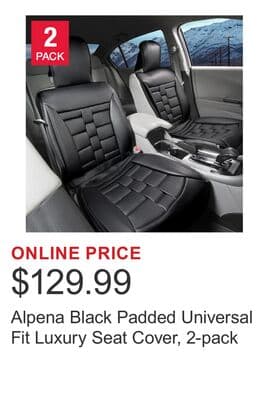 Alpena Black Padded Universal Fit Luxury Seat Cover, 2-pack