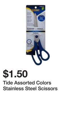 Tide Assorted Colors Stainless Steel Scissors