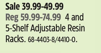 4 and 5-Shelf Adjustable Resin Racks