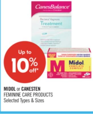 MIDOL or CANESTEN FEMININE CARE