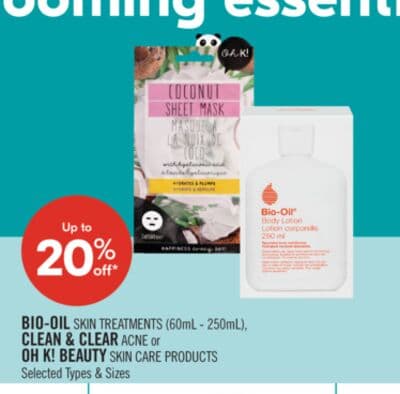 BIO-OIL SKIN TREATMENTS (60mL - 250mL), CLEAN & CLEAR ACNE or OH K! BEAUTY SKIN CARE PRODUCTS