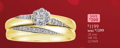 0.25CTW Diamond Bridal Set in 10K Yellow Gold