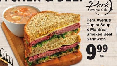 Perk Avenue Cup of Soup & Montreal Smoked Beef Sandwich