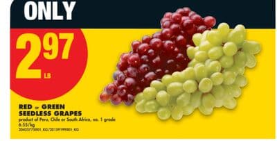 RED OR GREEN SEEDLESS GRAPES