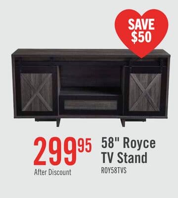 Royce 58" Modern TV Stand with Storage and Cable Management for TVs up to 65"- Distressed Grey
