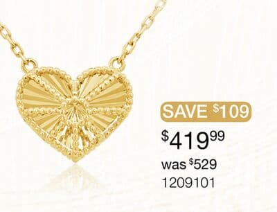 10K Yellow Gold Heart 18" Necklace