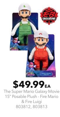 The Super Mario Galaxy Movie 15" Posable Plush - Fire Mario & Fire Luigi
