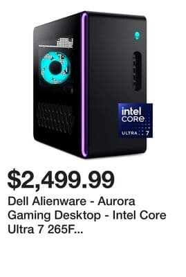 Dell Alienware - Aurora Gaming Desktop - Intel Core Ultra 7 265F 2025 - 32GB Memory - NVIDIA GeForce RTX 5060 Ti 8GB - 1TB Storage - Black