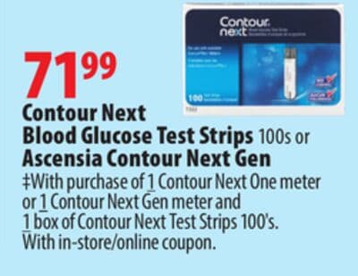 Contour Next Blood Glucose Test Strips 100s or Ascensia Contour Next Gen