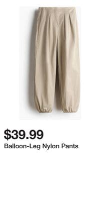 Balloon-Leg Nylon Pants
