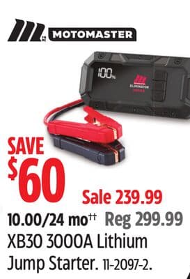 MotoMaster XB30 3000A Lithium Jump Starter.