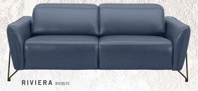 Riviera Top-Grain Genuine Leather Power Reclining Sofa - Blue