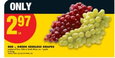 RED OR GREEN SEEDLESS GRAPES