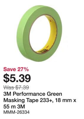 3M Performance Green Masking Tape 233+, 18 mm x 55 m