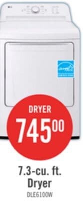 LG 7.3 Cu. Ft. Electric Dryer - White - DLE6100W