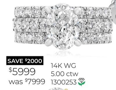 New Brilliance Lab Grown 5.00CTW Oval Diamond Bridal Set in 14K White Gold