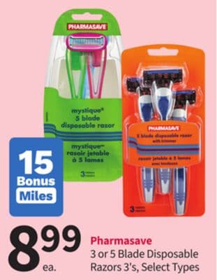 Pharmasave 3 or 5 Blade Disposable Razors