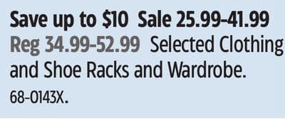 Type A Selected Clothing and Shoe Racks and Wardrobe