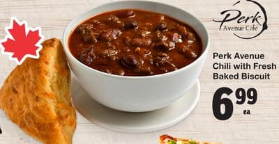 Perk Avenue Chili with Fresh Baked Biscuit