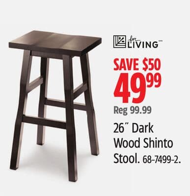 For Living 26˝ Dark Wood Shinto Stool.