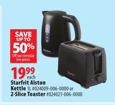Starfrit Alston Kettle 1L #024009-006-0000 or 2 - Slice Toaster #024021-006-0000