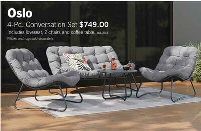 Oslo 4-Piece Outdoor Patio Conversation Set with Loveseat, 2 Lounger Chairs & Coffee Table - Resin Wicker & Metal, UV & Weather Resistant - Grey