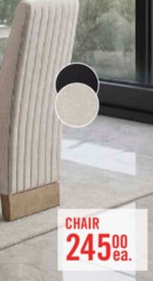 Vega Dining Chair with Polyester Fabric, Wood, Channeled Tufting - Natural