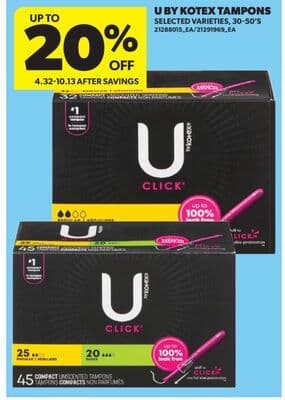 U BY KOTEX TAMPONS, 30-50' S