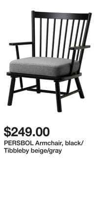PERSBOL Armchair, black/Tibbleby beige/gray