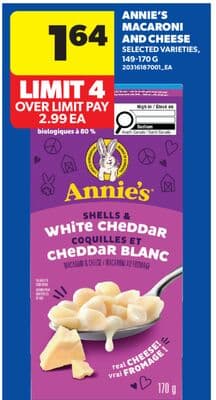 ANNIE'S MACARONI AND CHEESE, 149-170 G
