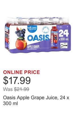 Oasis Apple Grape Juice, 24 x 300 ml