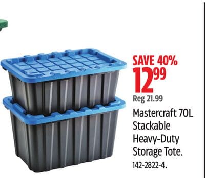 Mastercraft 70L Stackable Heavy-Duty Storage Tote