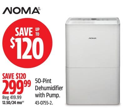 NOMA 50-Pint Dehumidifier with Pump.