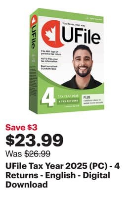 UFile Tax Year 2025 (PC) - 4 Returns - English - Digital Download
