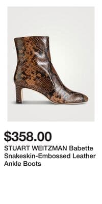 STUART WEITZMAN Babette Snakeskin-Embossed Leather Ankle Boots