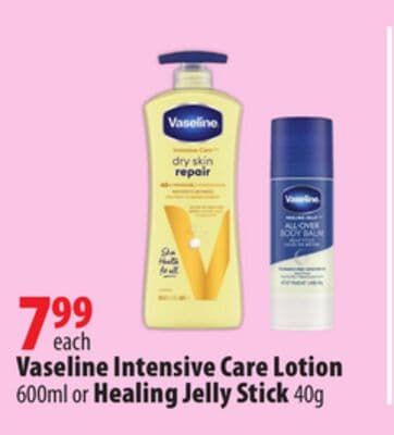 Vaseline Intensive Care Lotion 600ml or Healing Jelly Stick 40g