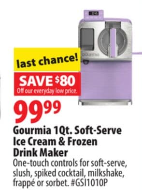Gourmia 1Qt. Soft-Serve Ice Cream & Frozen Drink Maker