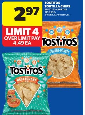 TOSTITOS TORTILLA CHIPS, 215-295 G