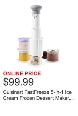Cuisinart FastFreeze 5-in-1 Ice Cream Frozen Dessert Maker, Includes 4 Mixing Cups with Lids