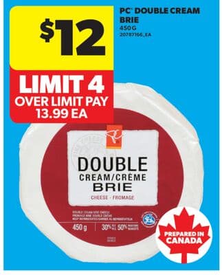 PC® DOUBLE CREAM BRIE, 450 G