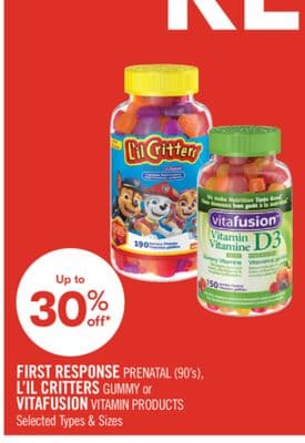 FIRST RESPONSE PRENATAL (90's), L'IL CRITTERS GUMMY or VITAFUSION VITAMIN PRODUCTS