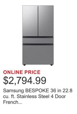 Samsung BESPOKE 36 in 22.8 cu. ft. Stainless Steel 4 Door French Door Counter Depth Refrigerator with Beverage Center