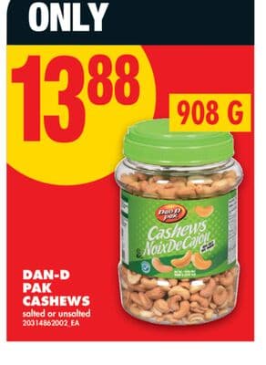 DAN-D PAK CASHEWS, 908 G