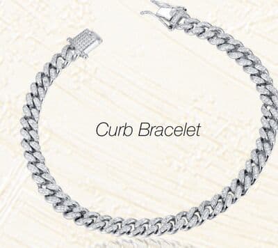 Sterling Silver Cubic Zirconia 8.5" Set Curb Bracelet