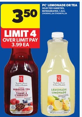 PC® LEMONADE OR TEA, 1.54 L